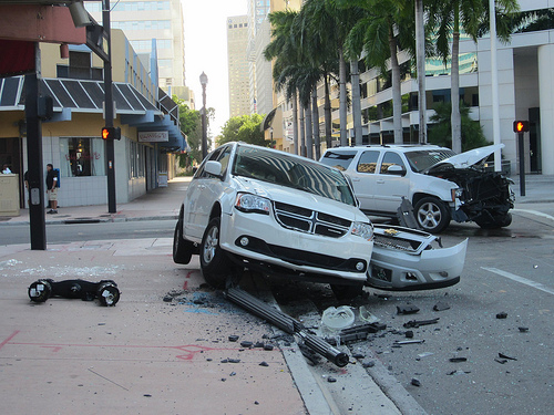 an image showing an accident for which the driver claimed compensation